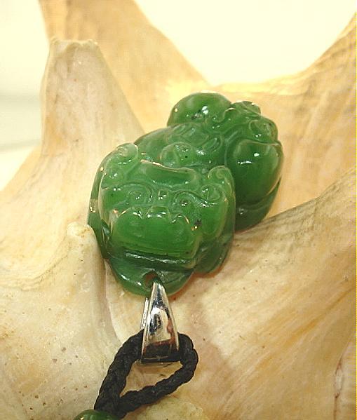 19MM MASTER-CARVED SHISHI ASIAN GUARDIAN LION FOO DOG NEPHRITE JADE NECKLACE #3