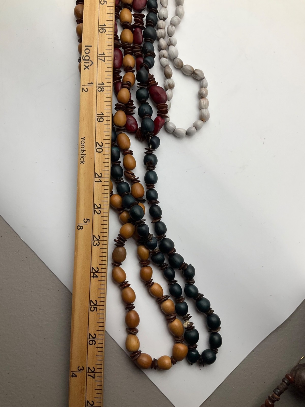 New Artisan Handmade Bundle 4 Wooden Seeds Long Necklace Set Earthy Boho Rustic