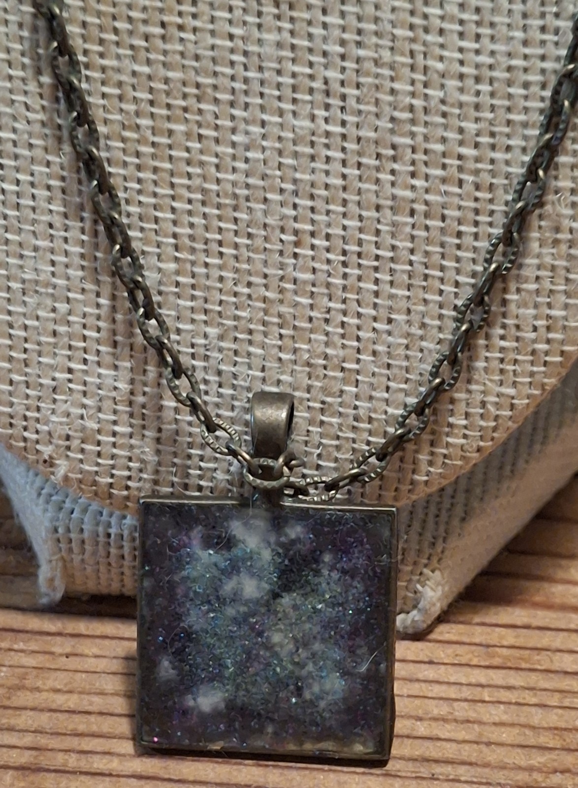 Handmade Cosmic Galaxy Nebula Necklace Crushed Opal Resin Pendant Celestial…