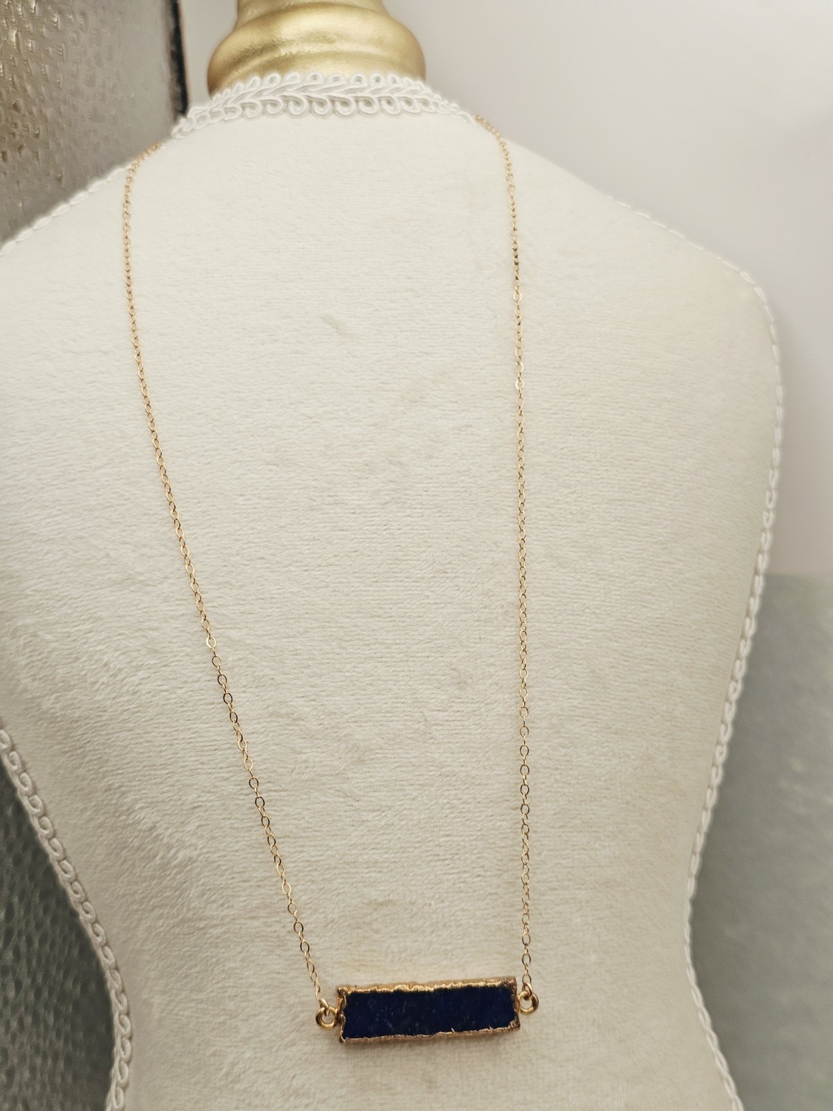 Lapis Lazuli Necklace Bar Choker 14k Gold Filled Gemstone Gift ✨️💕