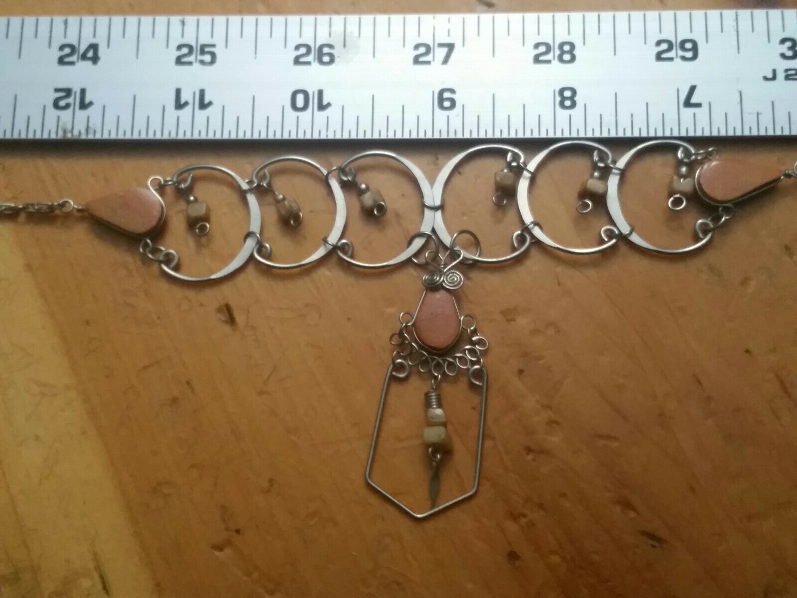 Vintage jasper necklace 17 3/4″ adjustable, clasp can hook in chain,Peru