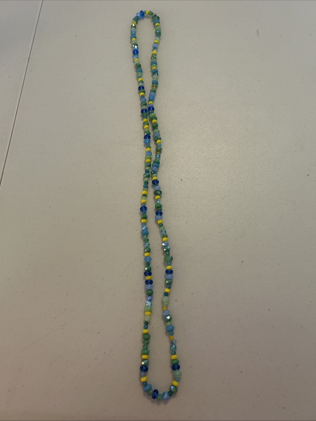 Handmade Beaded Colorful Crystal Beads Yellow Blue Green 40 In Layering Necklace