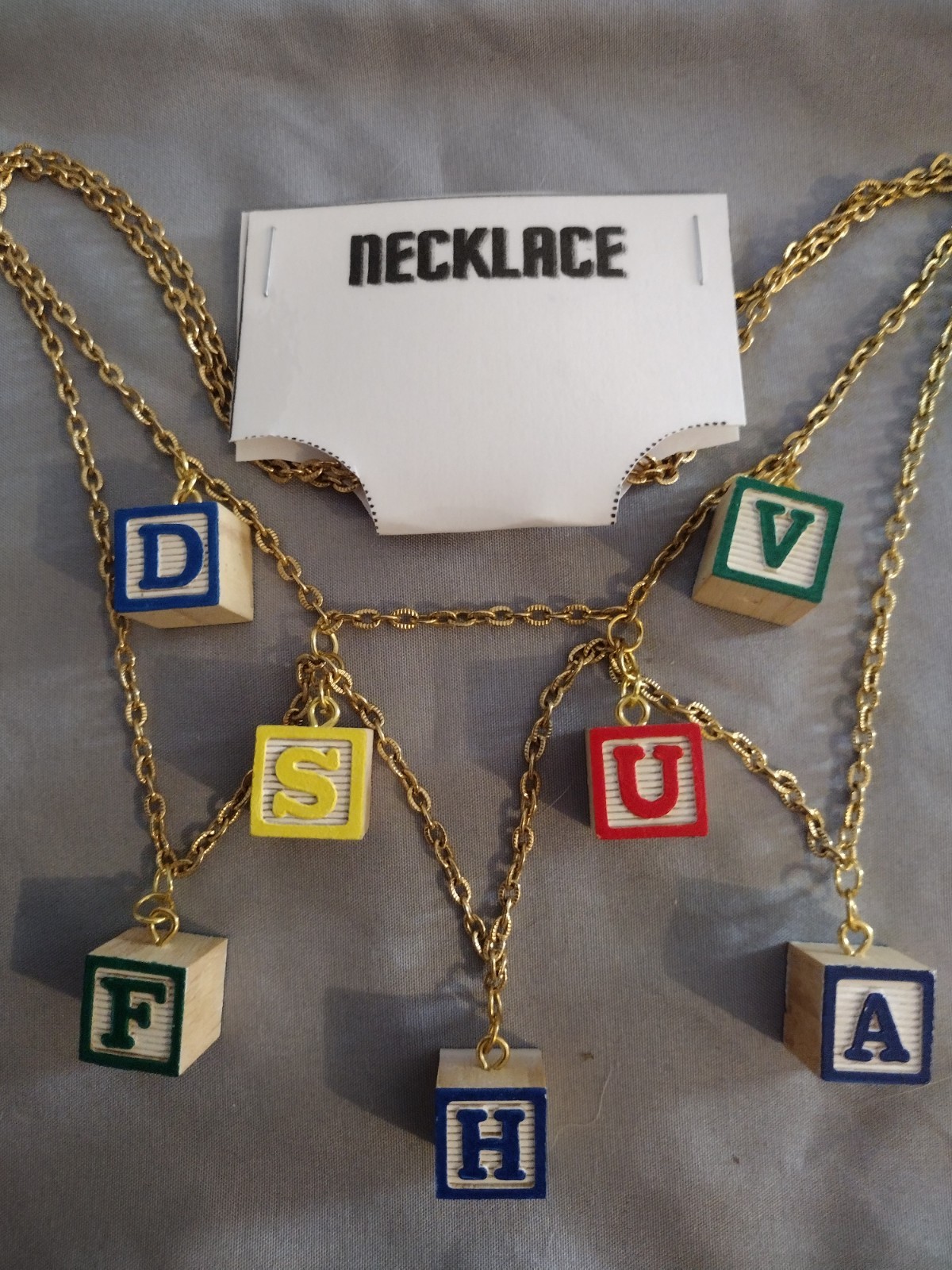 Handcrafted Multicolored Mini Alphabet Blocks Necklace & Earrings Jewelry Set