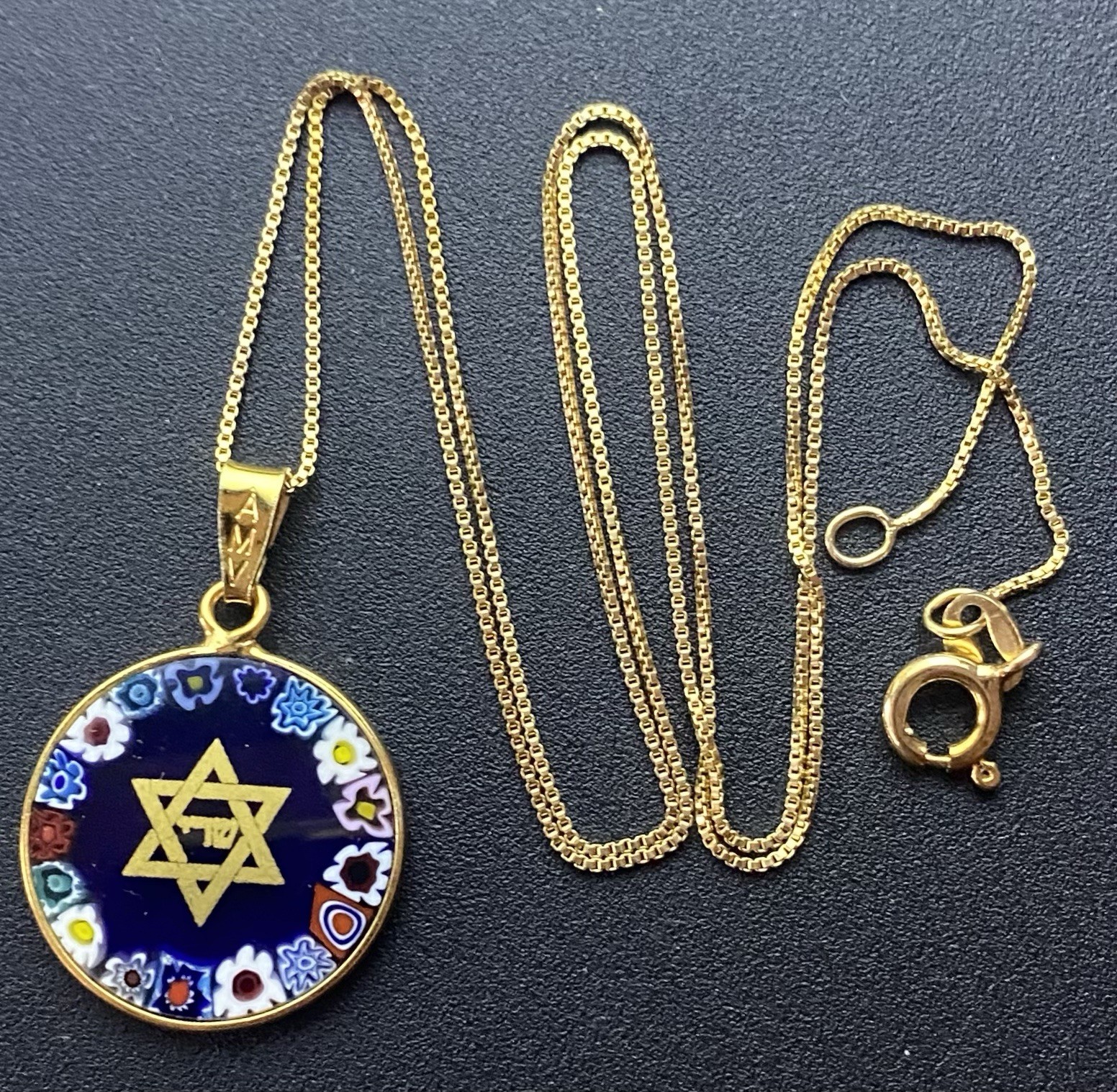 Antica MURRINA VENEZIA 925 Millefiori STAR OF DAVID Pendant 18″ Sterling Chain