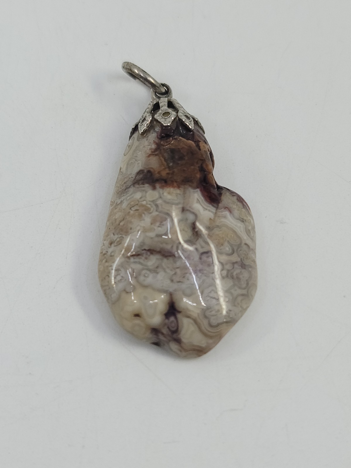 Crazy Lace Agate Polished Natural Stone Necklace Pendant Charm