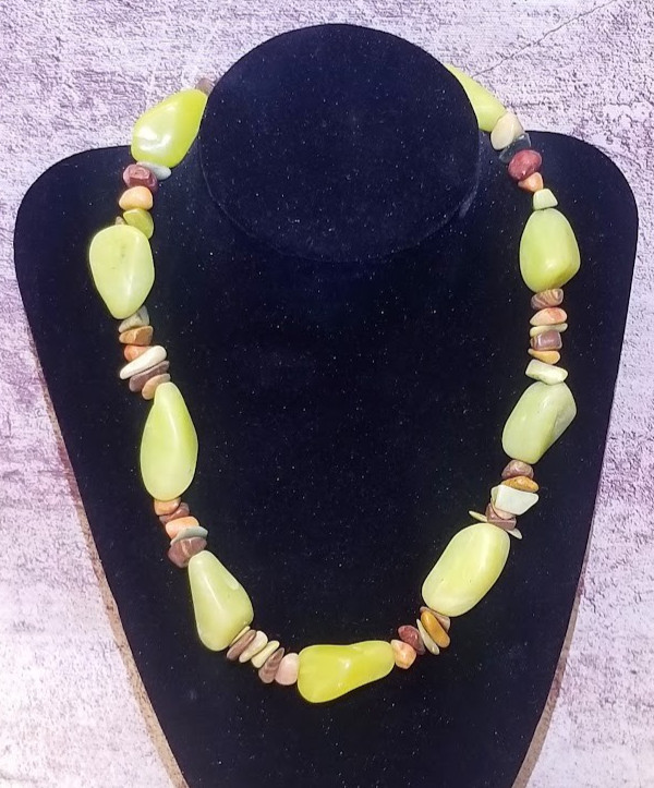 Unique Handmade Chunky/Earthy Jasper Gemstone/Stone Hippie Boho Beaded Necklace