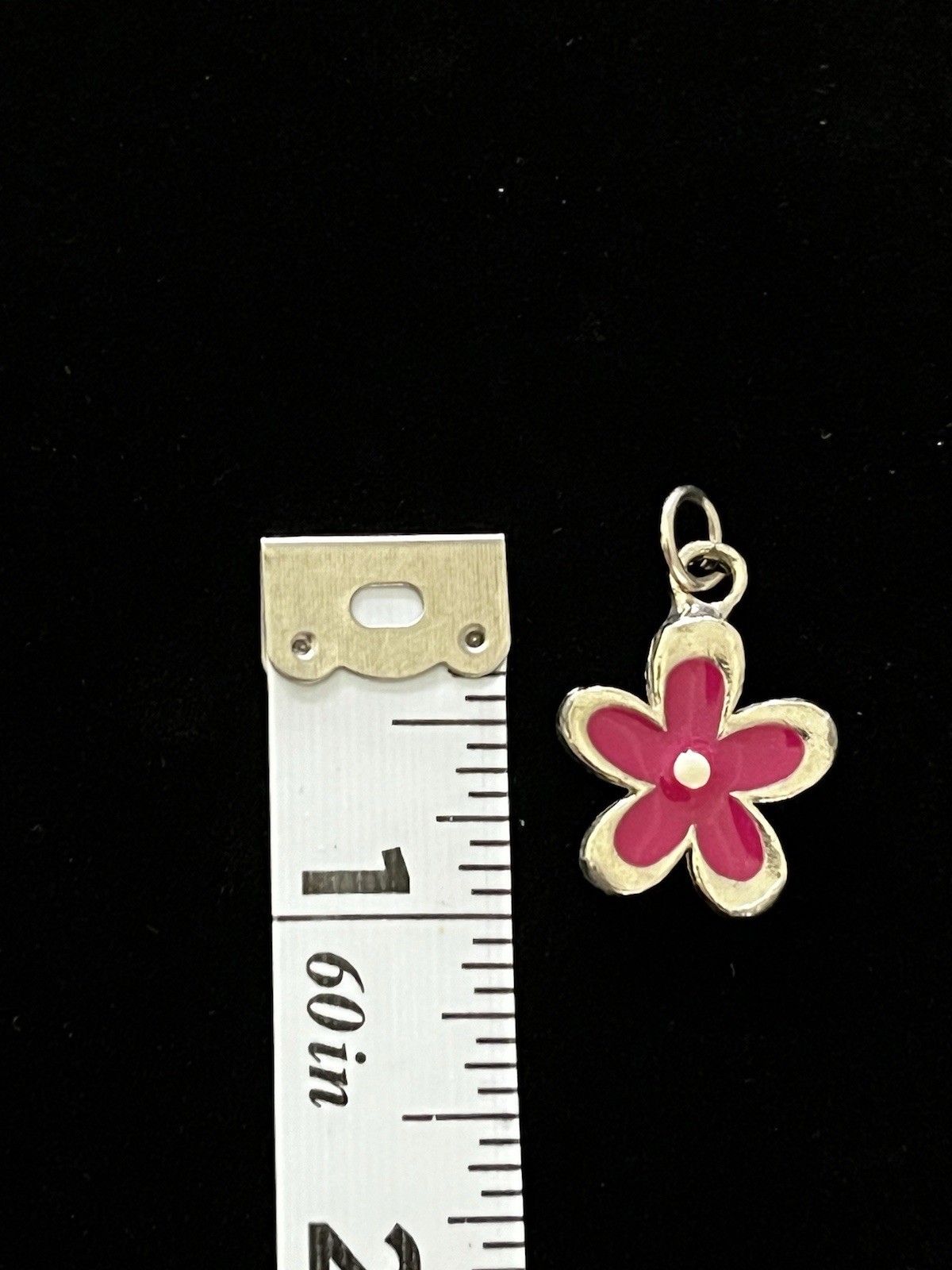 Pink Enamel Flower & Classic Blue Oval Silver Tone Pendant Charm Lot of 2