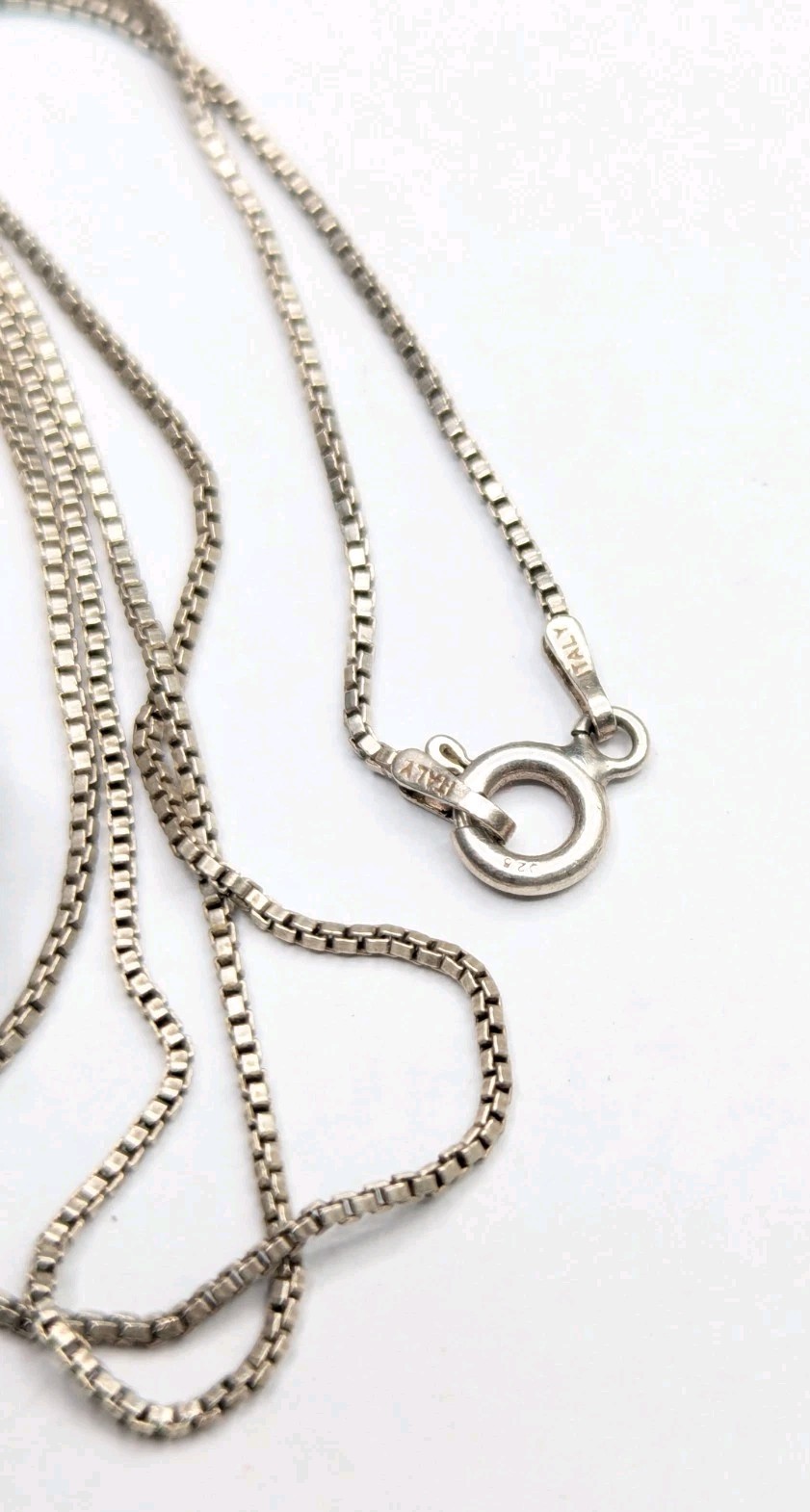Sterling Silver Brutalist Abstract Green Natural Stone Pendant Chain Necklace