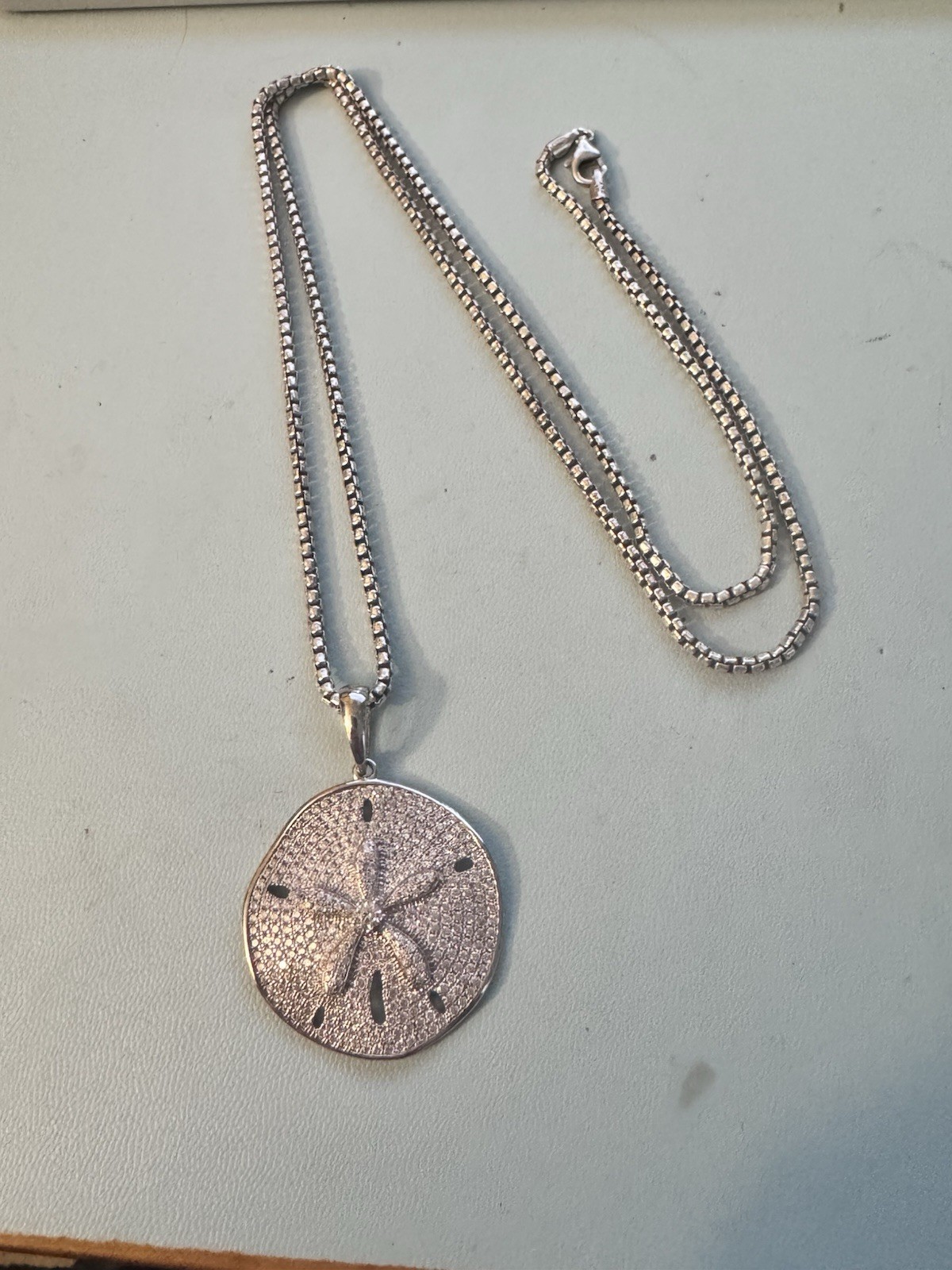 Beautiful Alamea Sterling Sand Dollar CZ Shell Necklace Hawaii