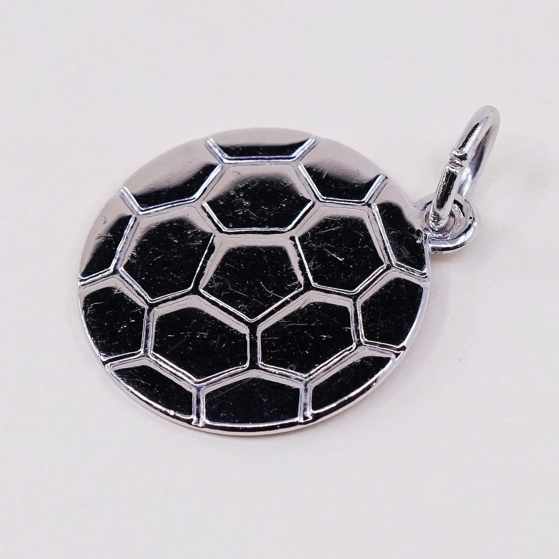 VTG sterling silver charm, 925 Mexico silver football, soccer tag pendant