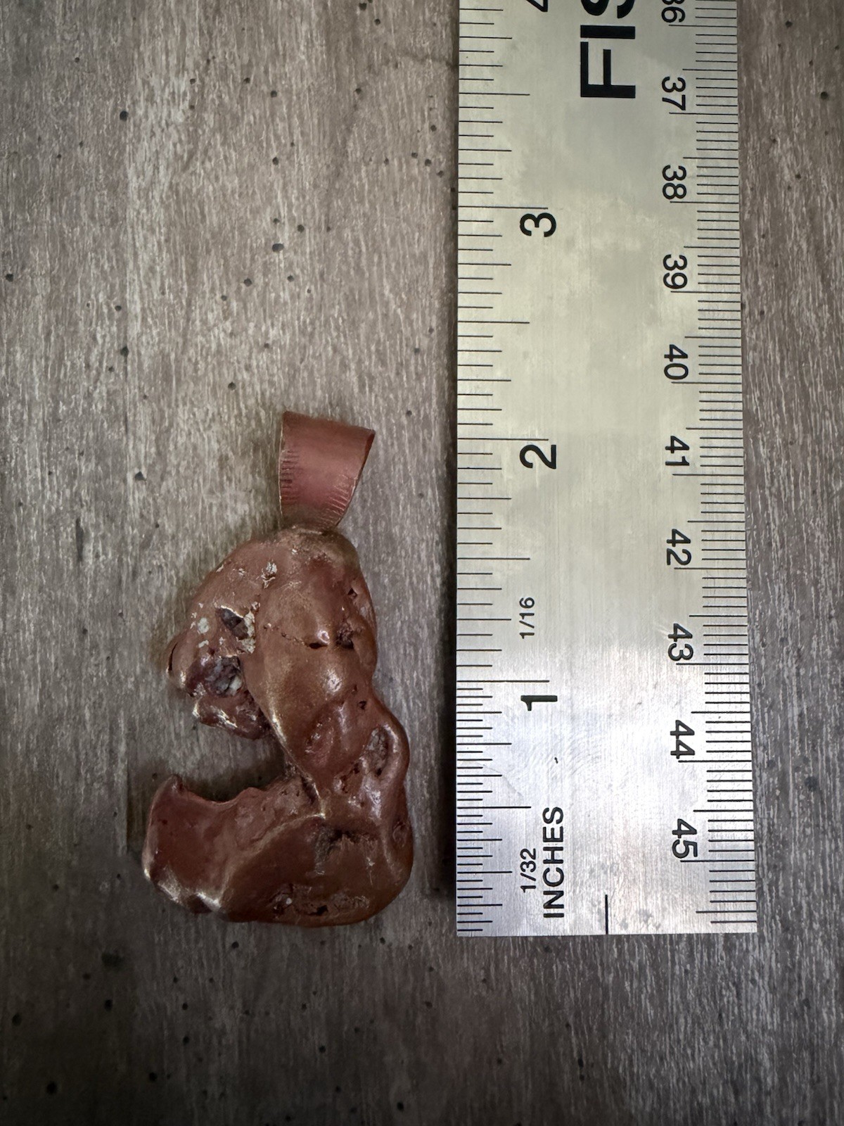 Copper Nugget Pendant Raw Mineral Statement Jewelry 2 Inches