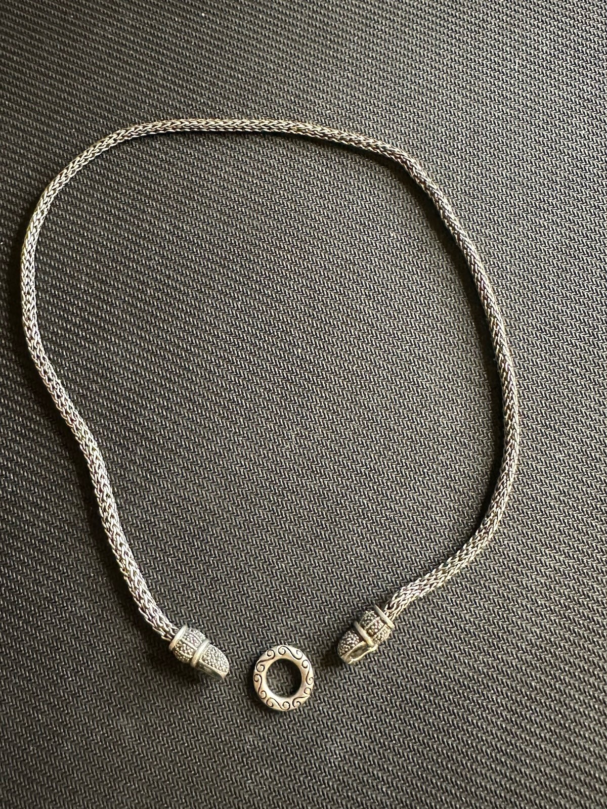 Ross Simon’s Sterling Silver 925 Marcasite Cable Chain Open Circle Necklace, 18”