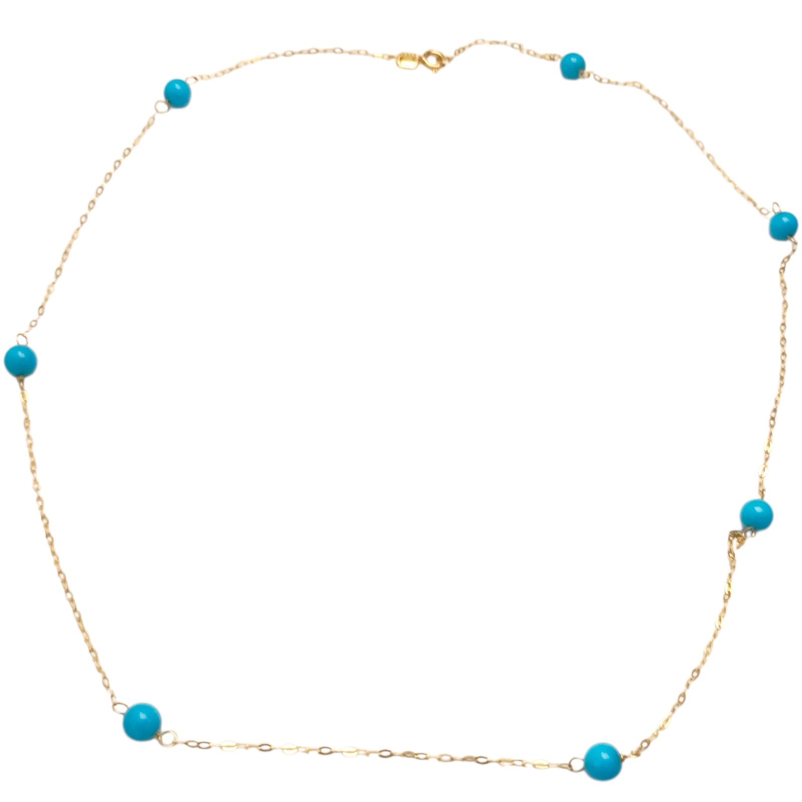 HANA 14k Gold Sleeping Beauty Turquoise Beaded Station Chain Necklace