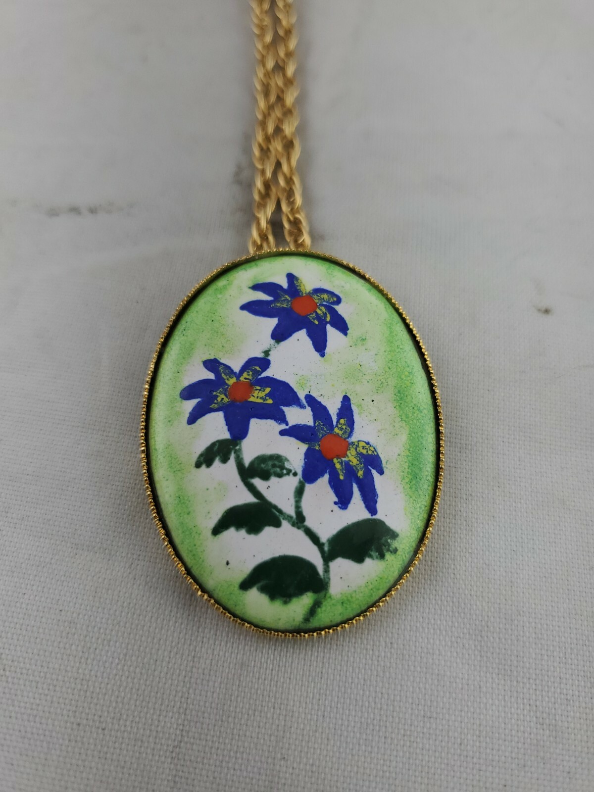 Glazed Painted Ceramic Necklace Flowers