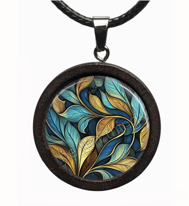 Swirls of Leaves Necklace 22″ Cord Handcrafted Abstract Fashion Jewelry Gifts