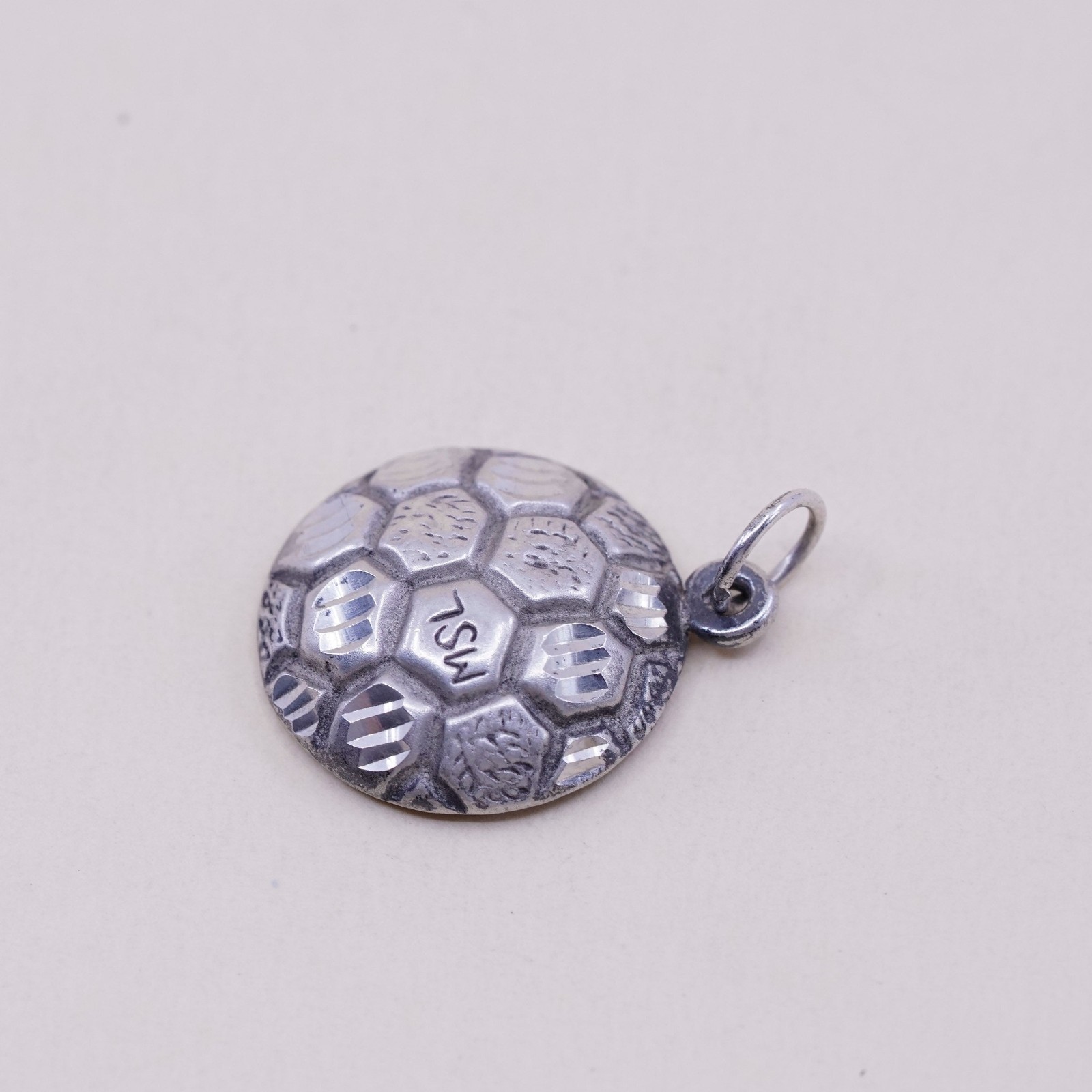 MSL major league soccer sterling silver charm pendant, 925 silver football, tag