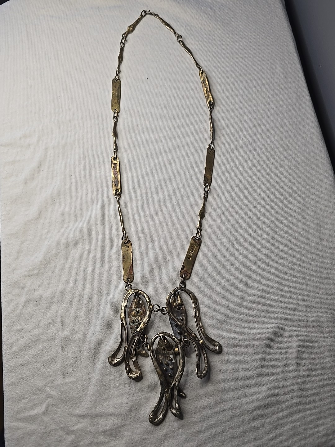 Armando Lozano Ramirez Artisan Fish Necklace Mid-Century Brutalist Adjustable