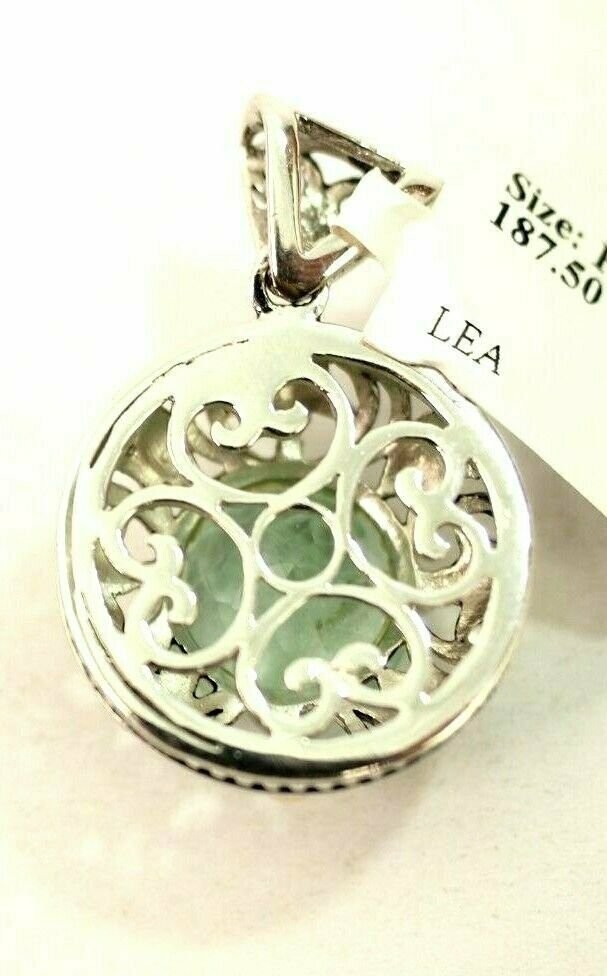 Ladies Round Green Amethyst Pendant Vermeil Gold on Sterling Silver $187.50 New