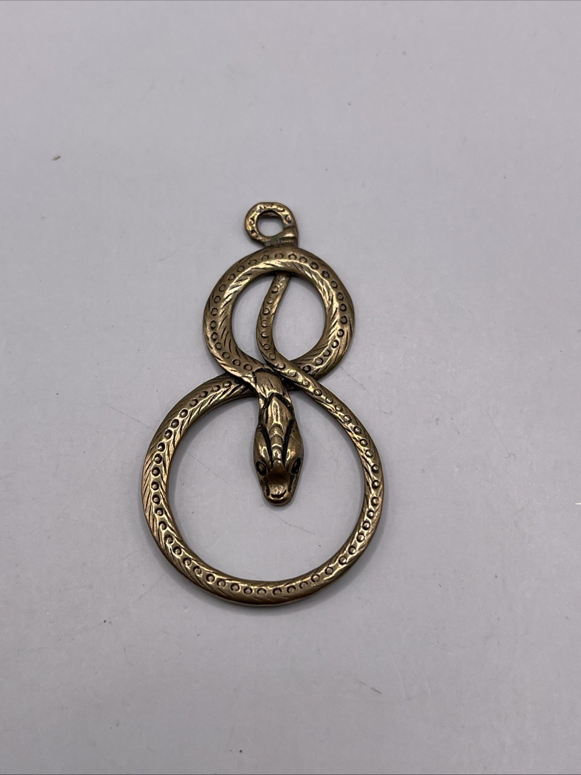 Vintage Brass Tone Cast Repurposed Snake Finding Pendant