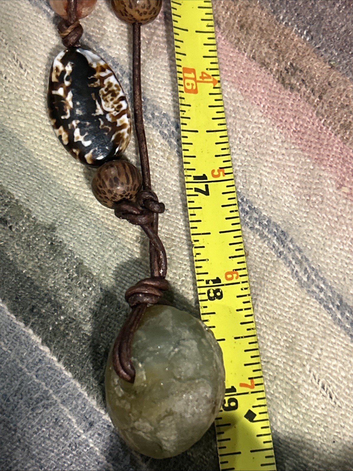 Unisex🤍Raw Primitive Aquamarine Glass Wood Gemstone Pendant