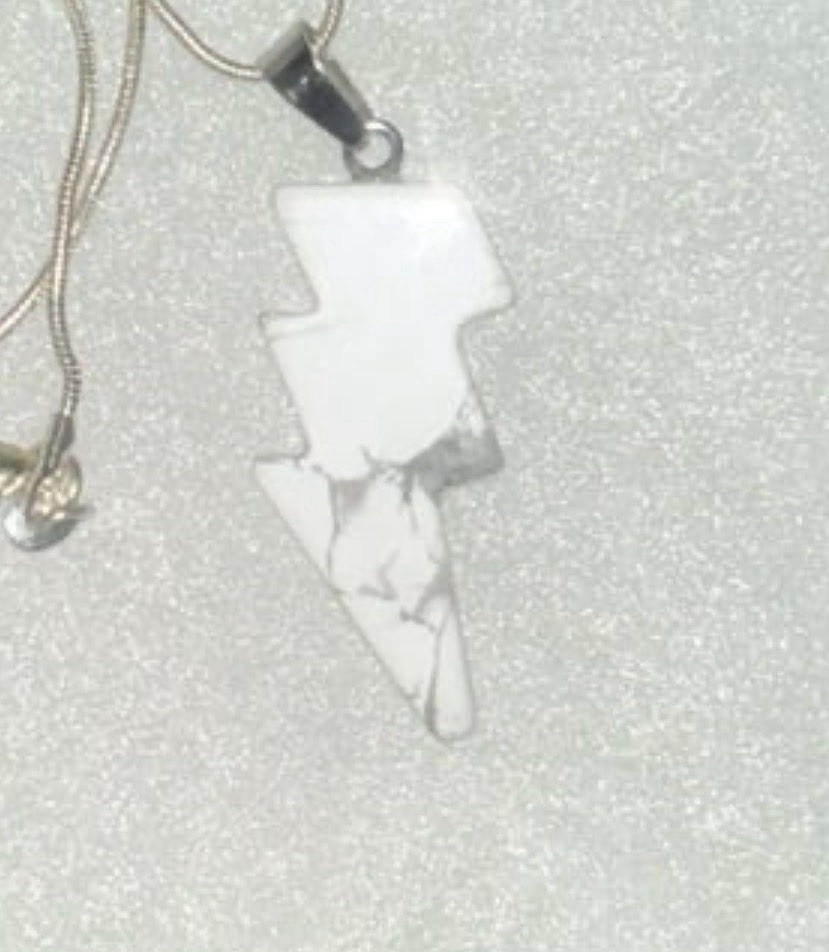 Boho Hippie Howlite Lightning Bolt Sterling Silver 30” Necklace