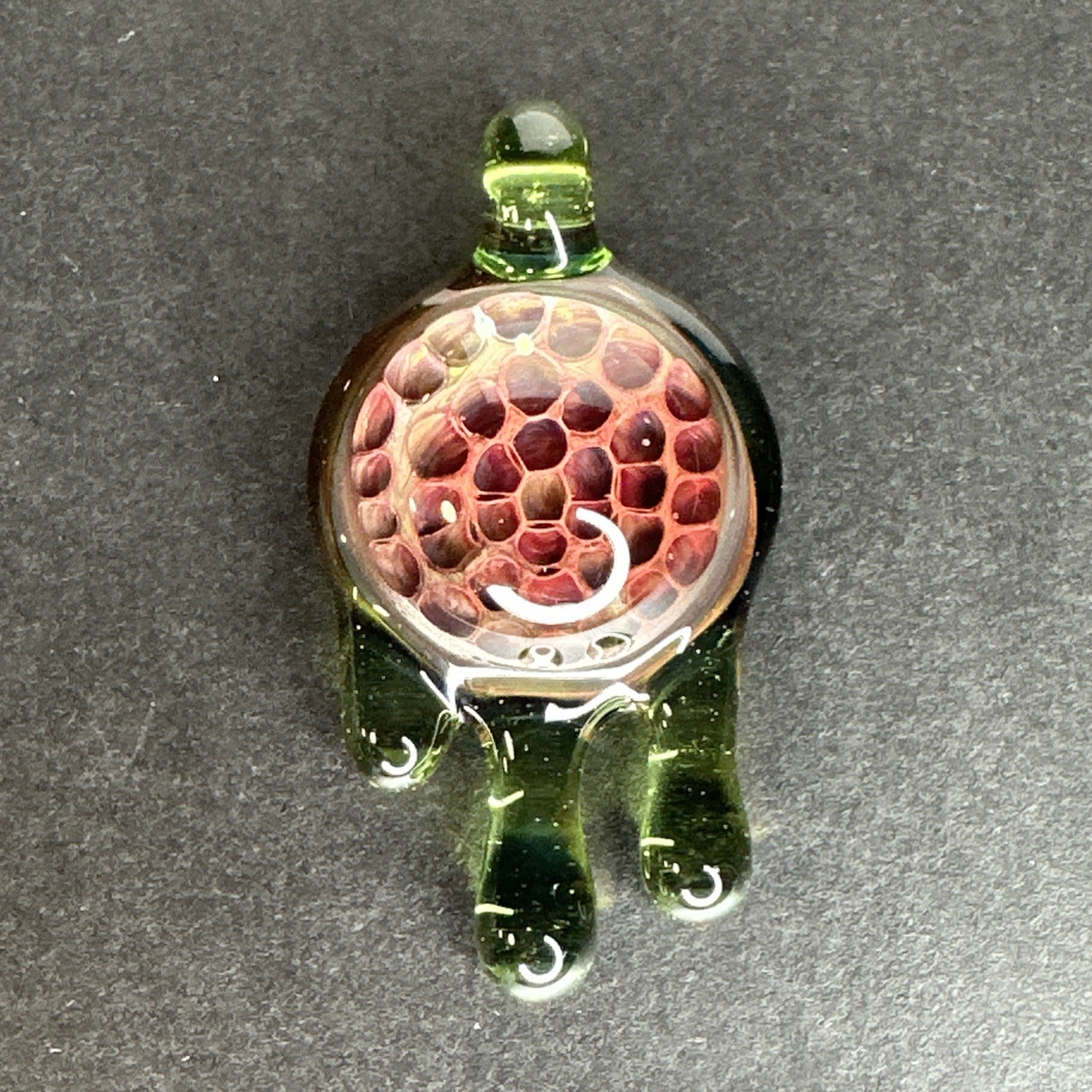 Handmade Art Glass Honeycomb Pendant Translucent Green Borosilicate Heady Pendy
