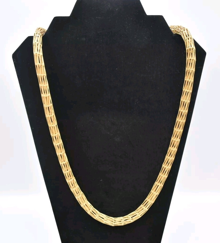 VTG Sarah Cavender Metalworks Metal Works Necklace Unique Goldtone Jewelry Rare