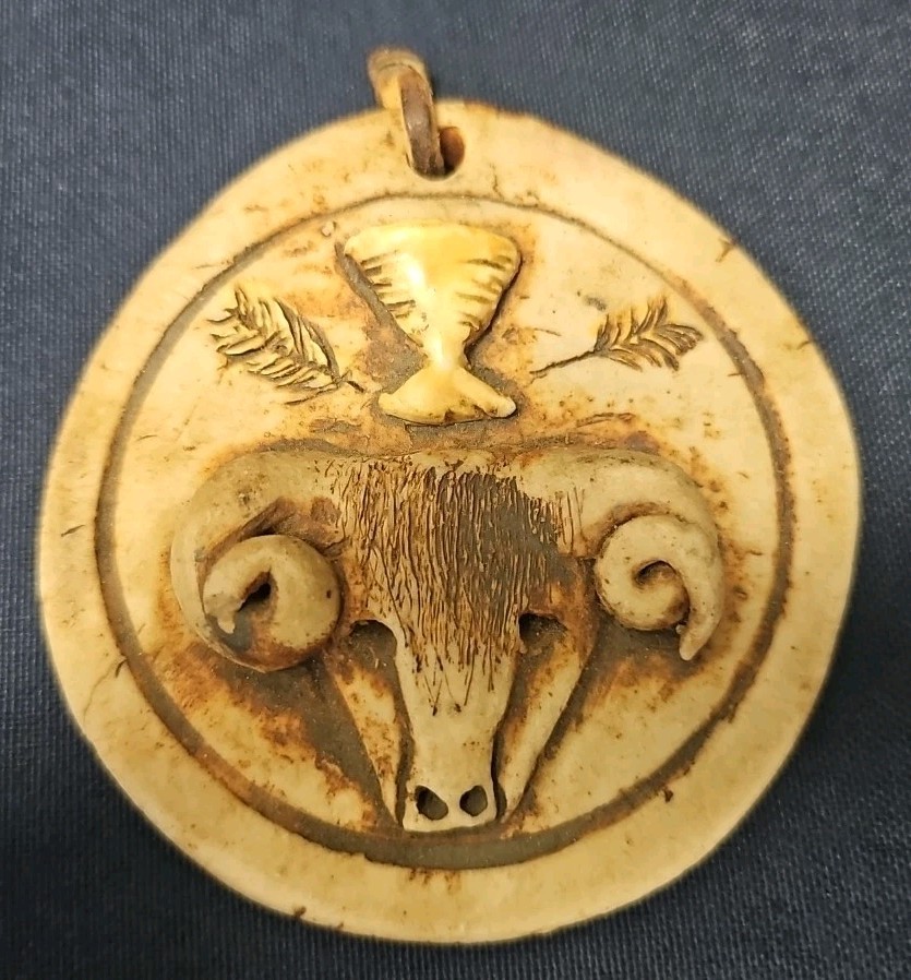 VTG Aries the Ram Zodiac Astrology Art Ceramic Pendant Ornament RARE 👀🔥