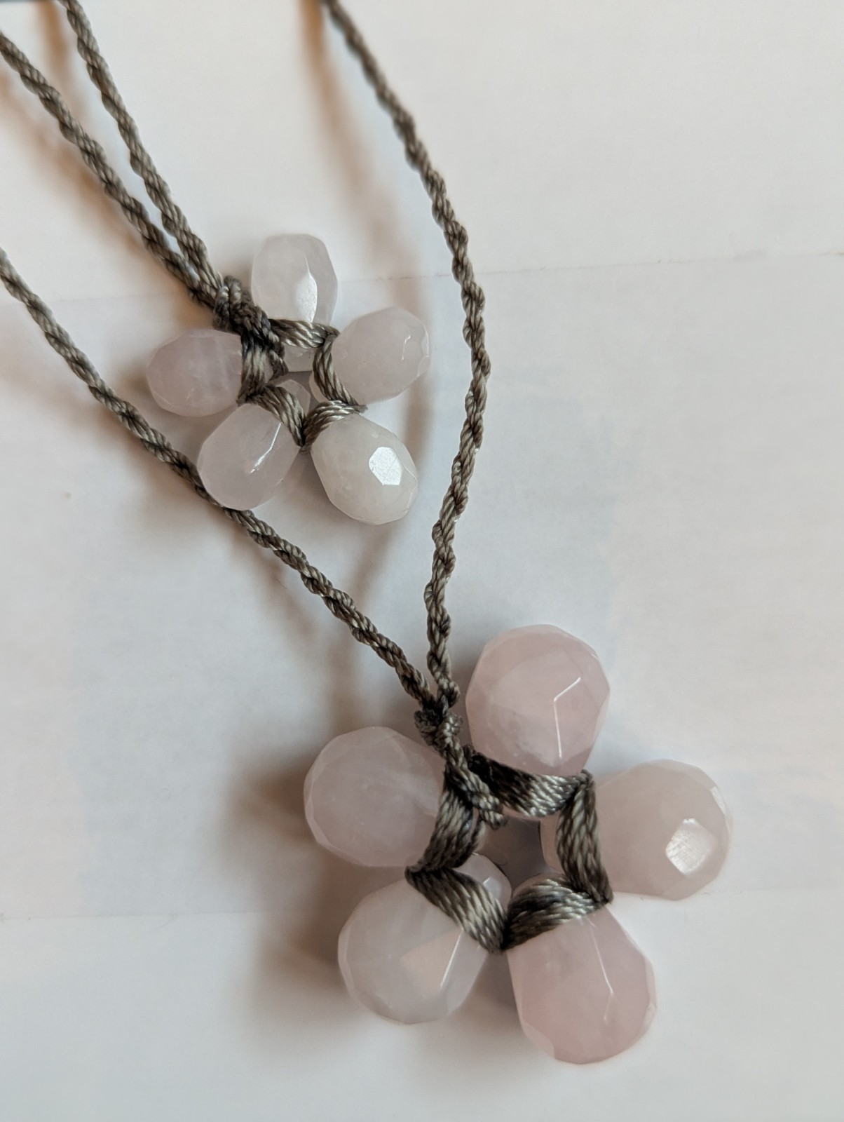 JJill Rose Quartz Floral Shaped Briolette Artisan Necklace NWOT