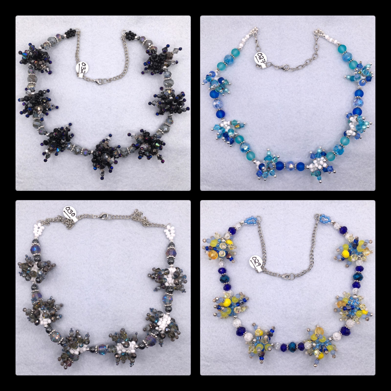 Spikey Sea Urchin Necklaces Silver-tone Preciosa Glass Crystals Czech Beads