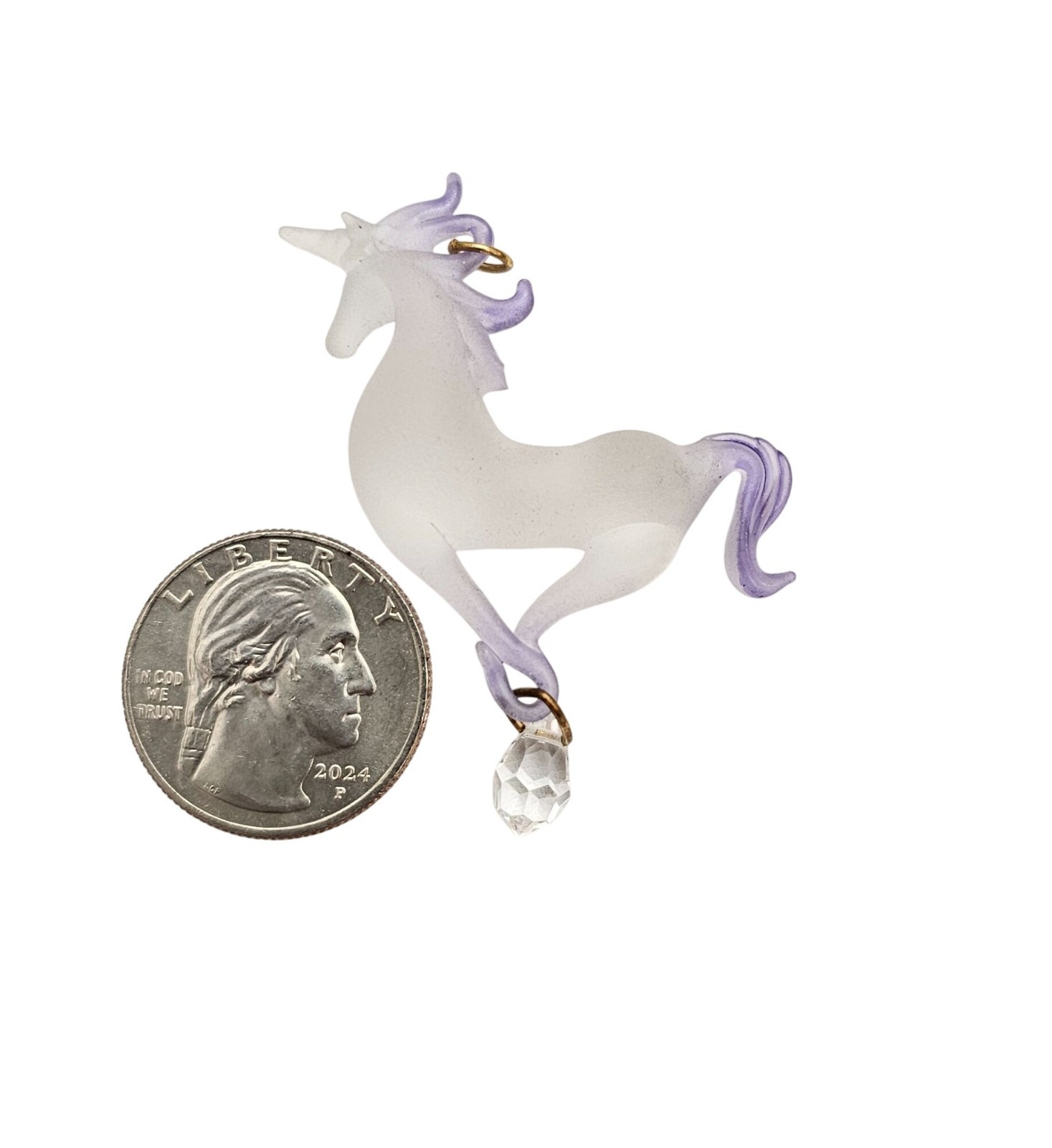 Frosted Glass Unicorn Purple Pendant