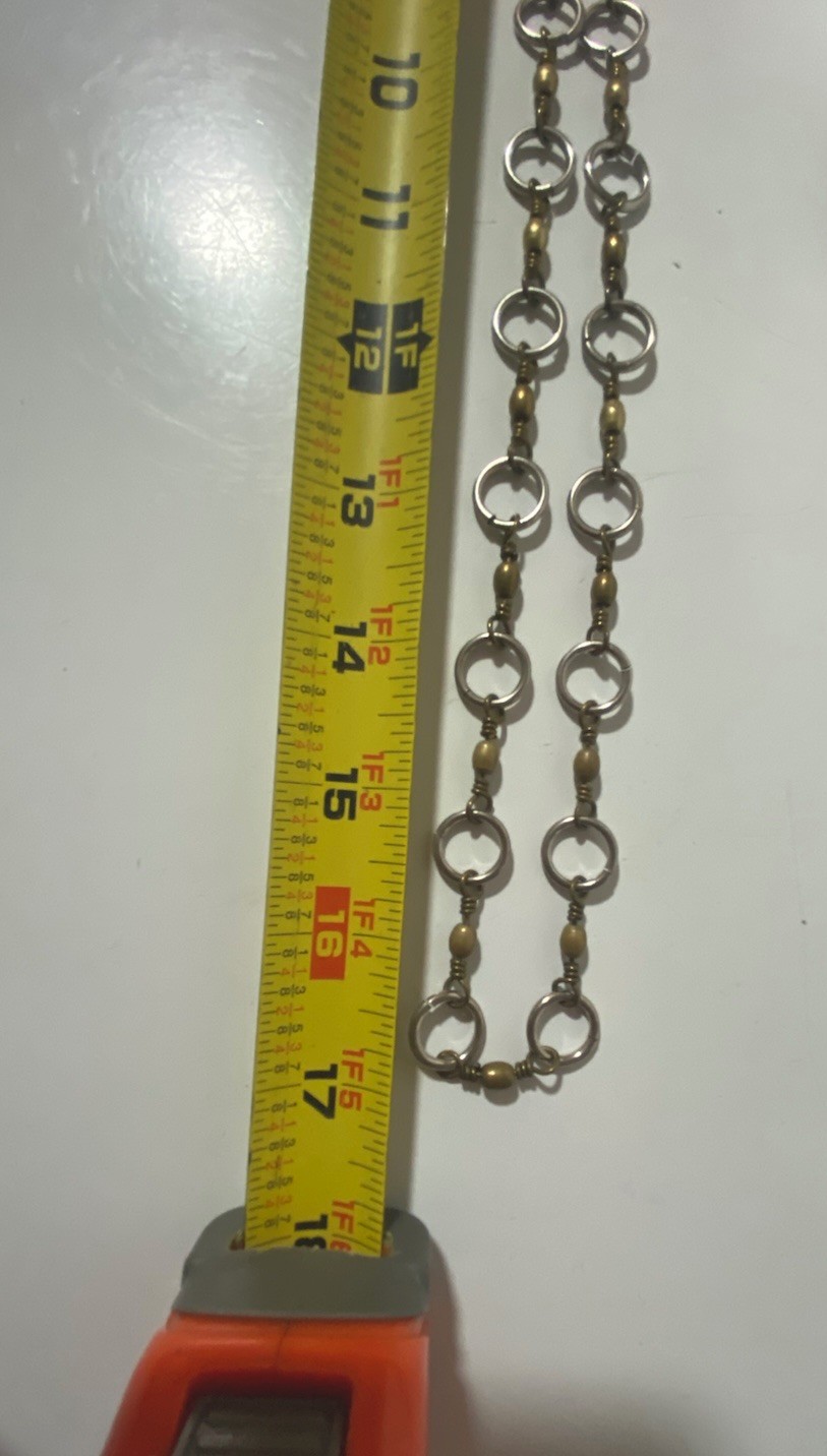 Handcrafted Mixed Metal Brutalist Style Necklace Wire Wrapped Cross Pendant 34”