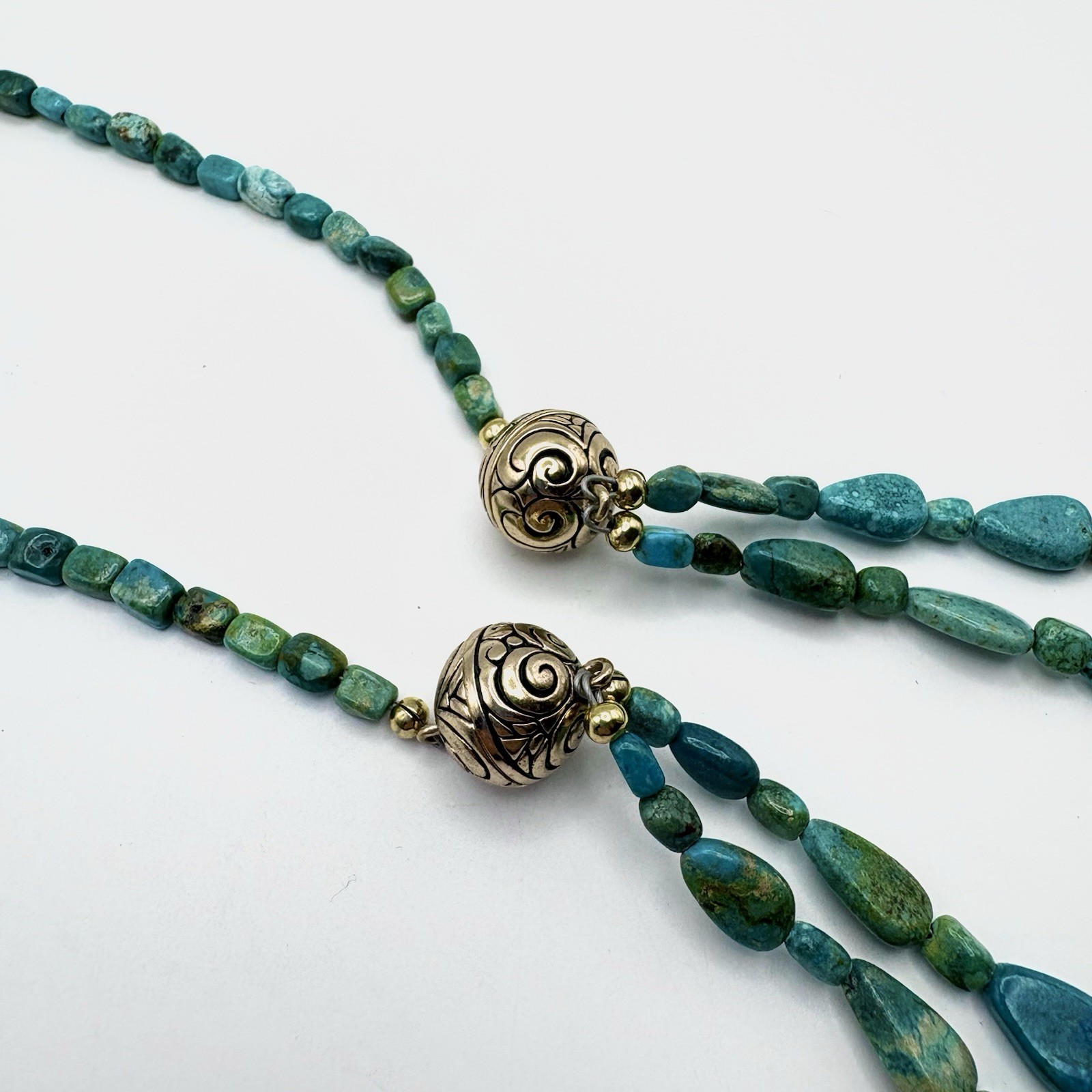 Studio Barse Natural Turquoise Double-Layer Long Southwestern Style Necklace