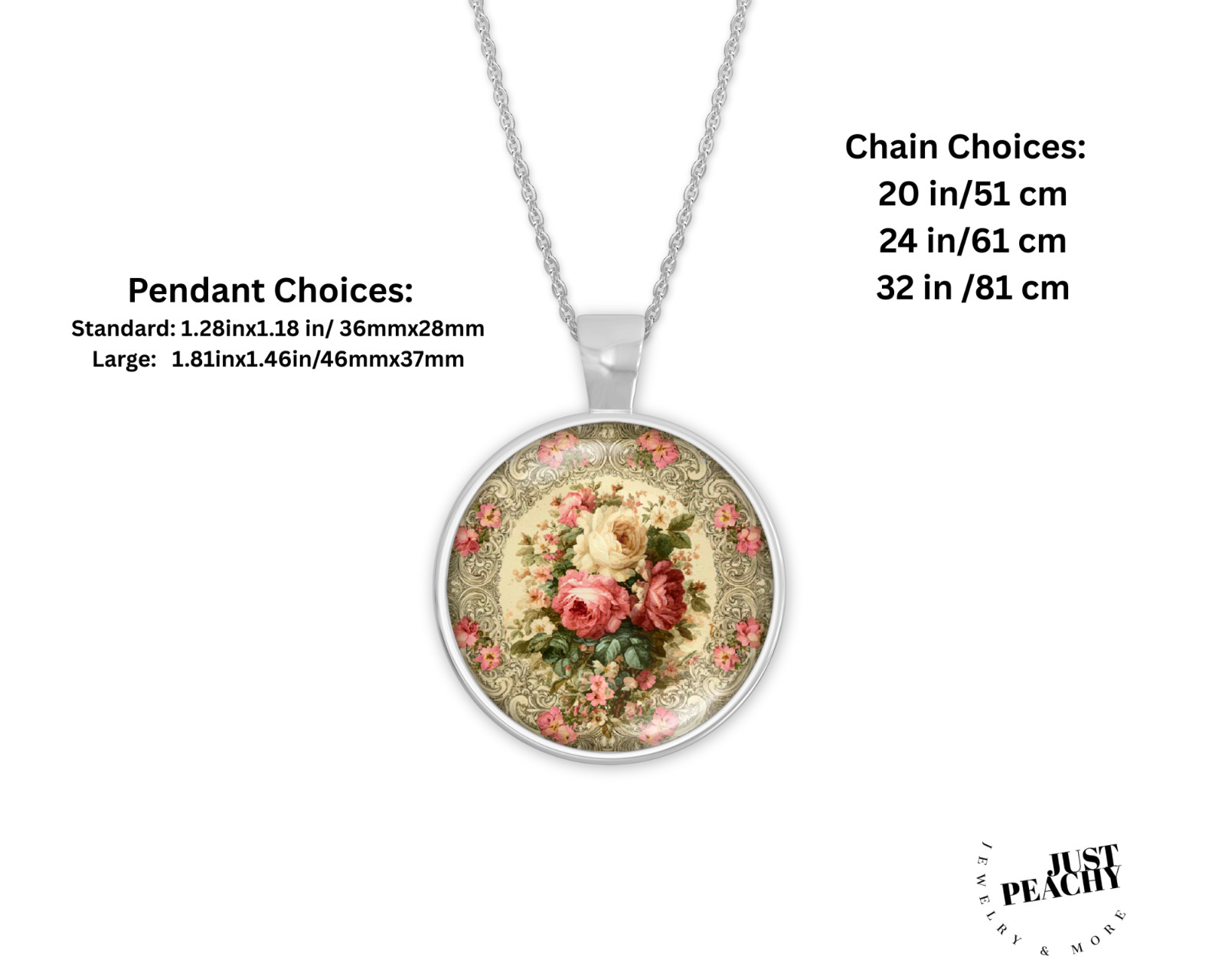 Classic Elegant Rose Floral Art Bronze Silver Jewelry Necklace Set