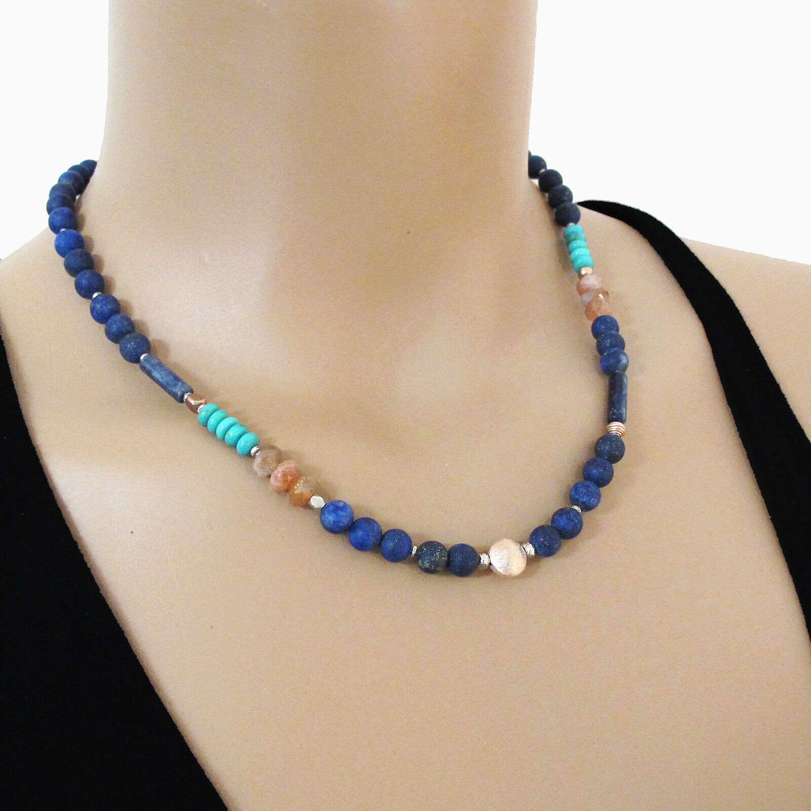 djs Sundance Lapis Turquoise Sterling Silver Sunstone Gold Necklace Lk Catalog
