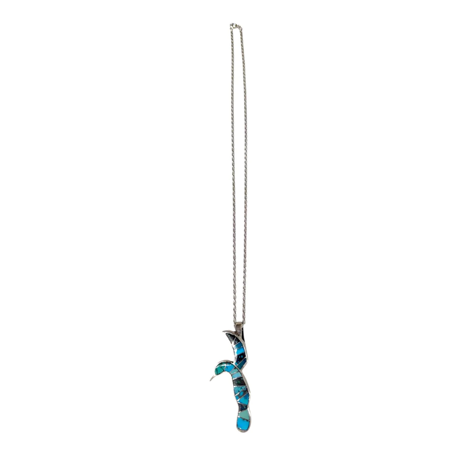 Zuni, Vintage, Necklace, Hummingbird, Multi-Turquoise, Zuni, 24″