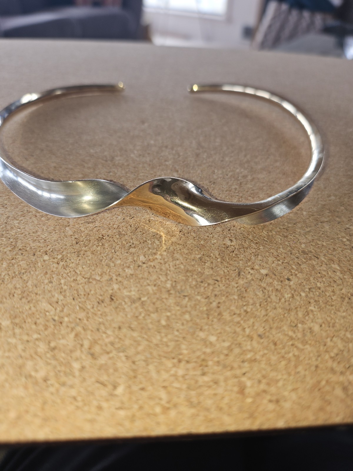 Vtg Gerhardt Herbst Sterling Silver 14K Handmade Anticlastic Neck Collar Choker