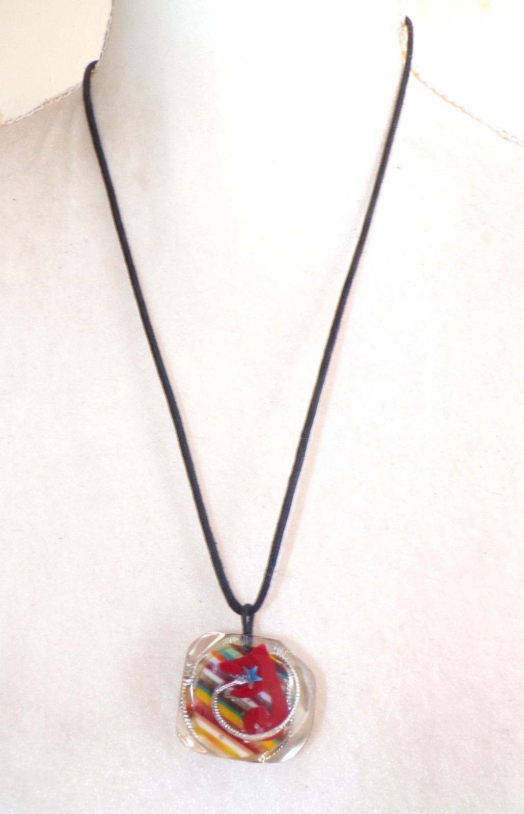 Sobral Atelie Vulcano Mosaic Inclusion Artist Made Pendant Necklace