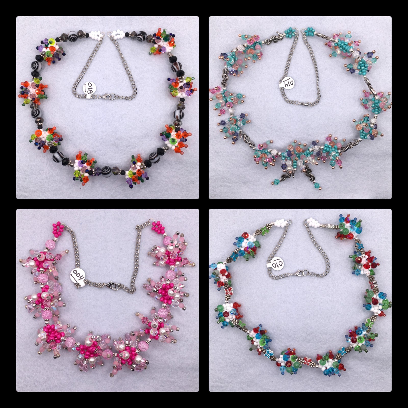 Spikey Sea Urchin Necklaces Silver-tone Preciosa Glass Crystals Czech Beads