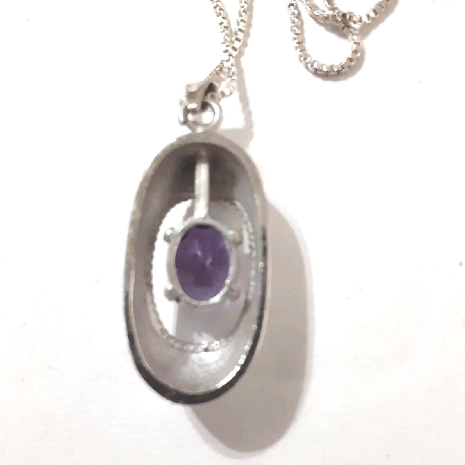 Purple Amethyst Pendant 925 Sterling Silver Necklace