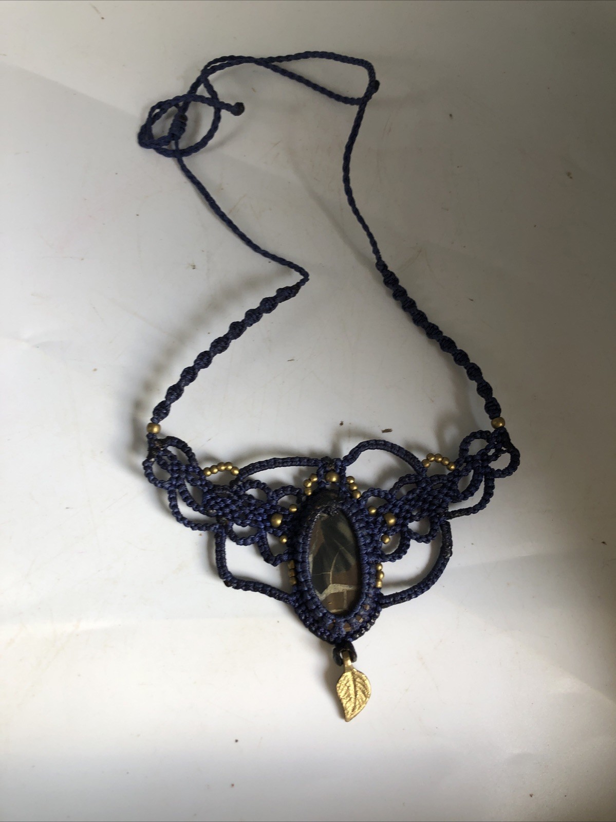 Handmade Natural Cabochon Bohemian Macrame Choker Crystal Necklace Gem Stone