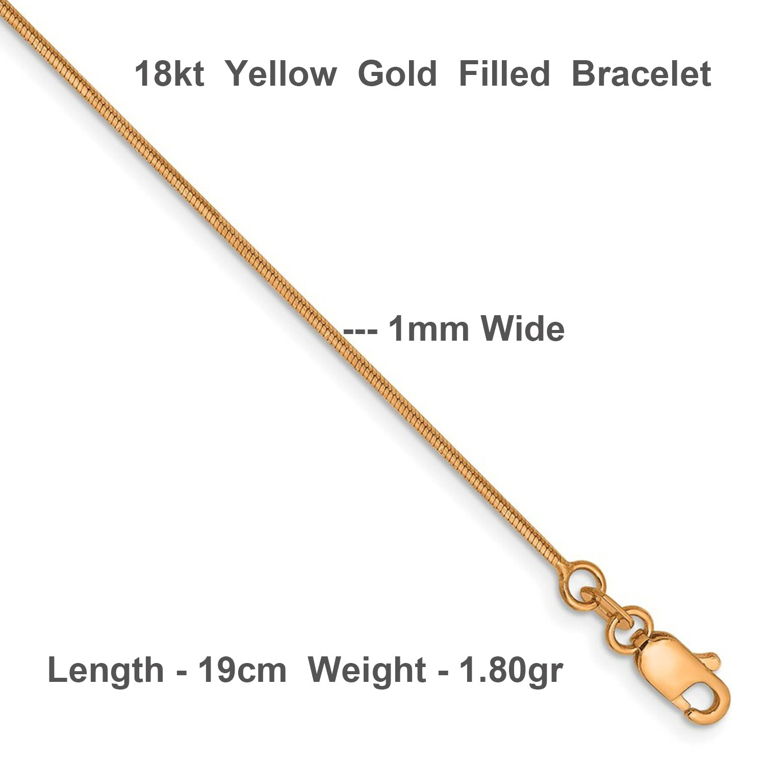 Real 18kt Yellow Gold Filled Solid Fine Snake Link Chain & Bracelet Design