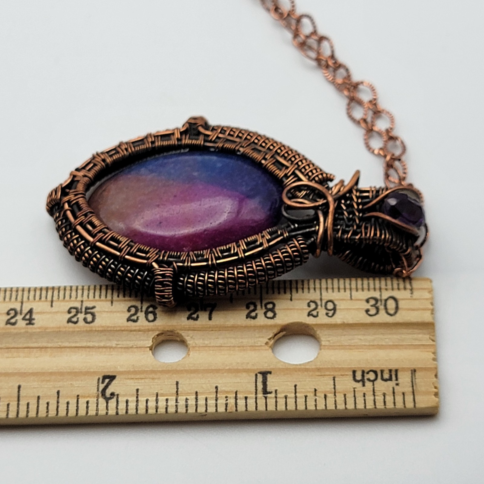 Artisan Natural Solar Quartz Pendant Necklace 22″ Adjustable Copper