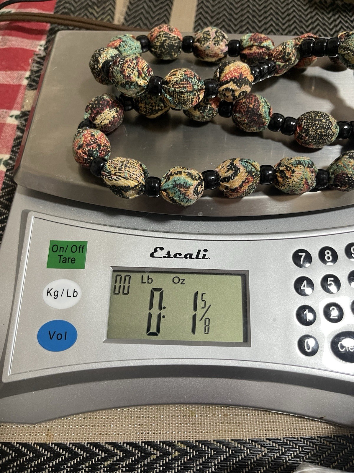 Artisan Fabric Wrapped Bead Statement Necklace Colorful Bohemian Strand 28 In