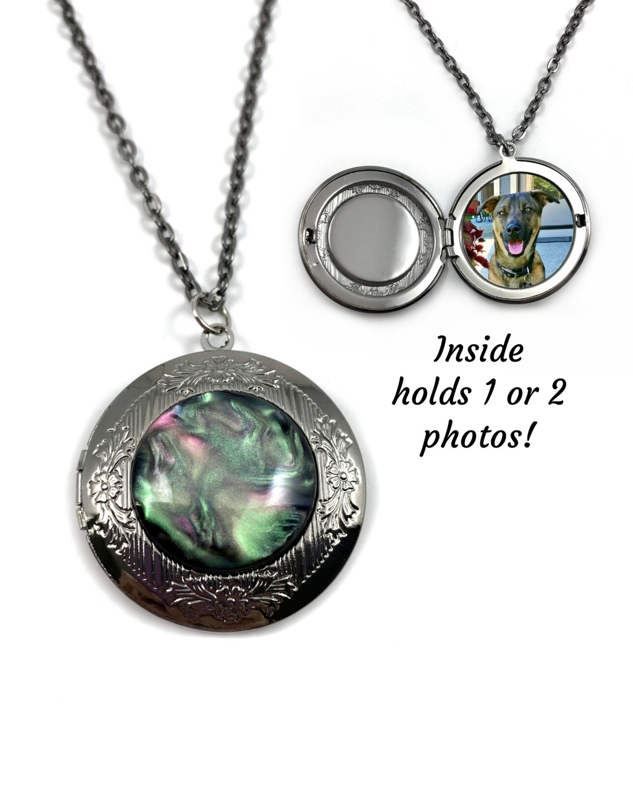Northern Lights Aurora Borealis Round Metal Photo Locket Pendant Necklace
