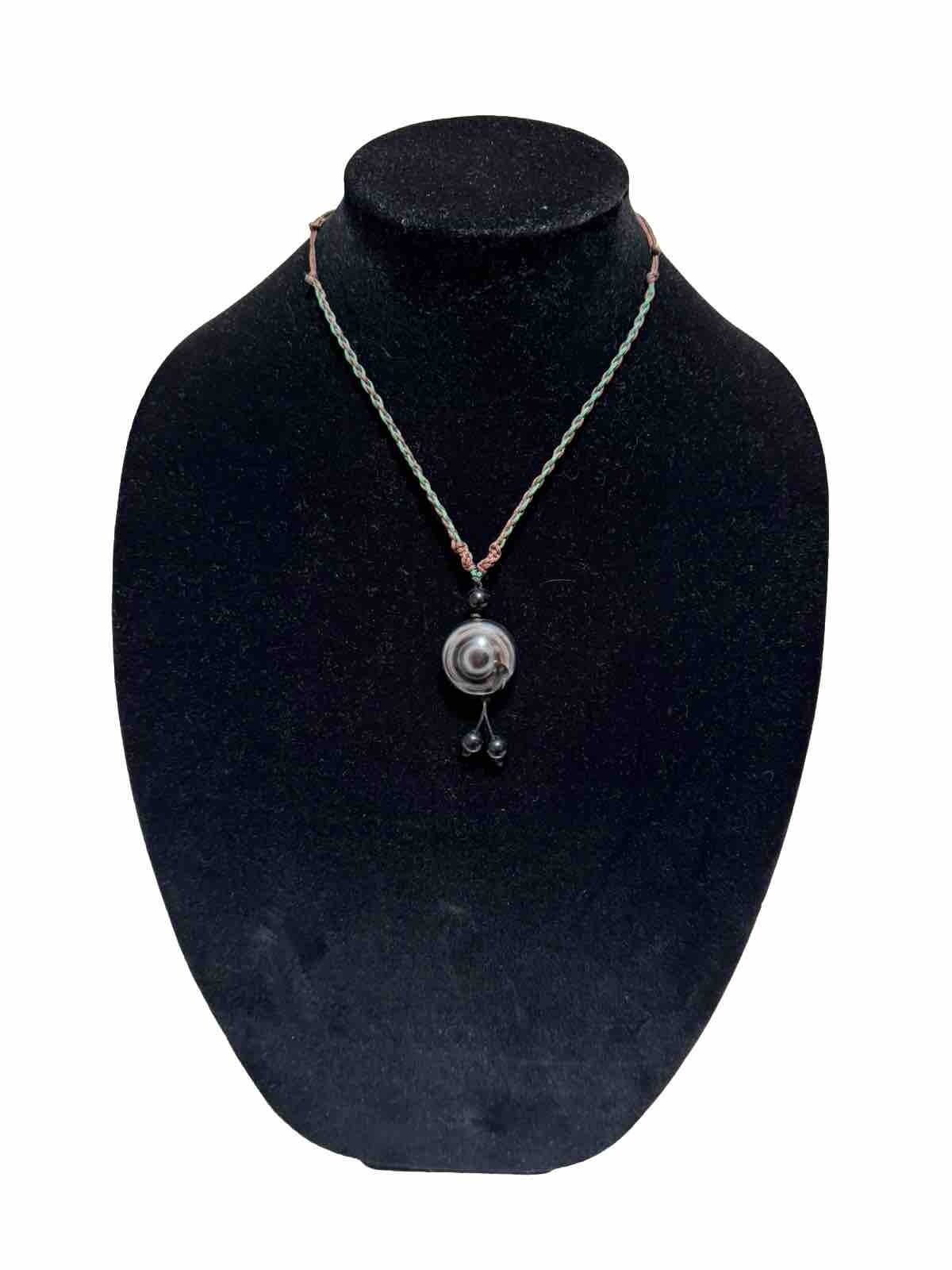 New Tibetan Agate Dzi Bead Black White Pendant Adjustable Green Necklace Nepal
