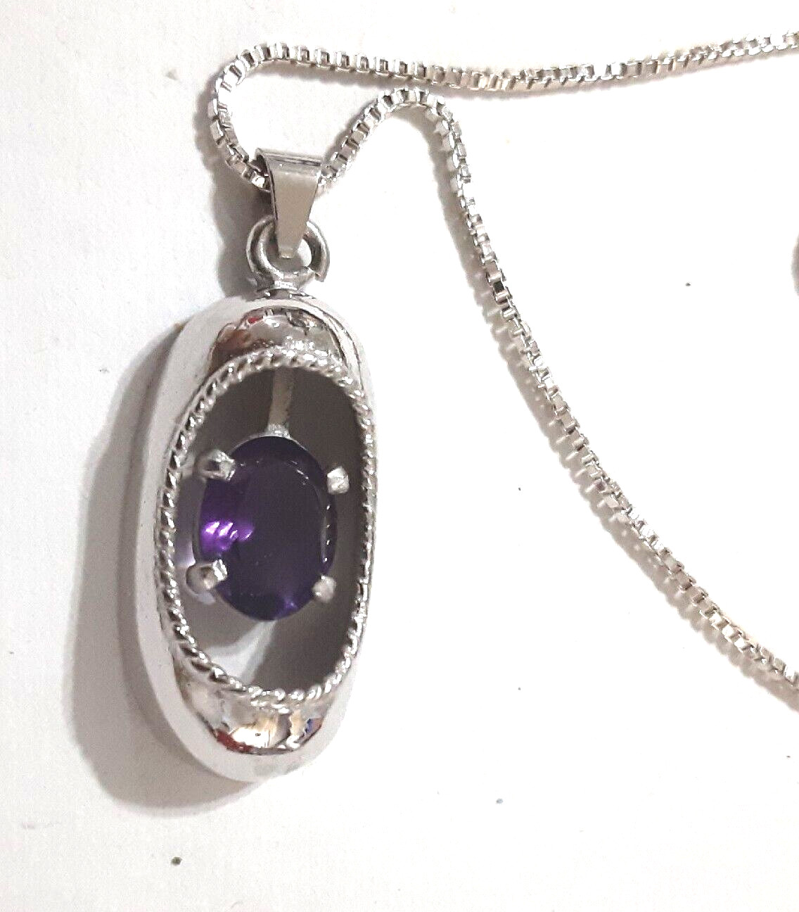 Purple Amethyst Pendant 925 Sterling Silver Necklace
