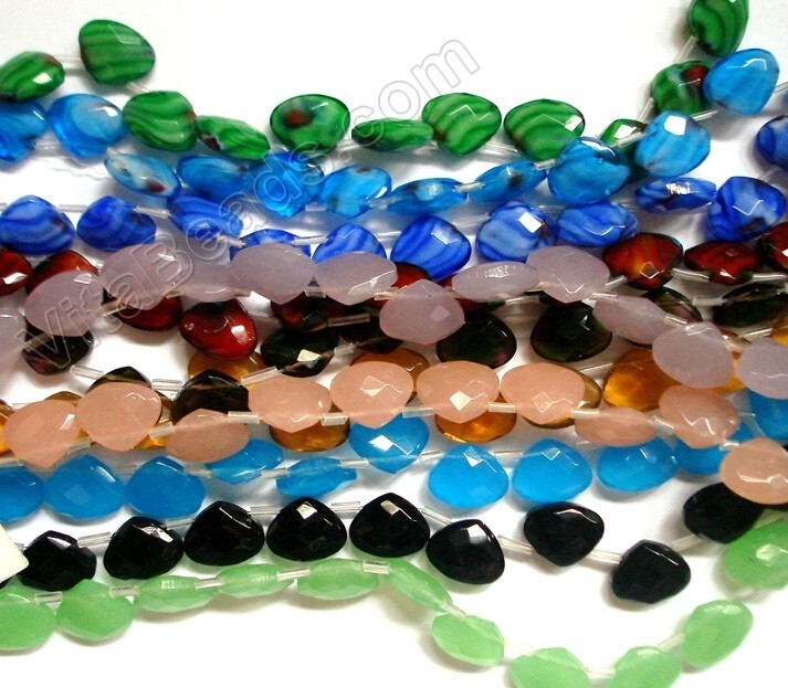 Gemstone, Colored Crystal Quartz Faceted Flat Briolette, Teardrop Beads