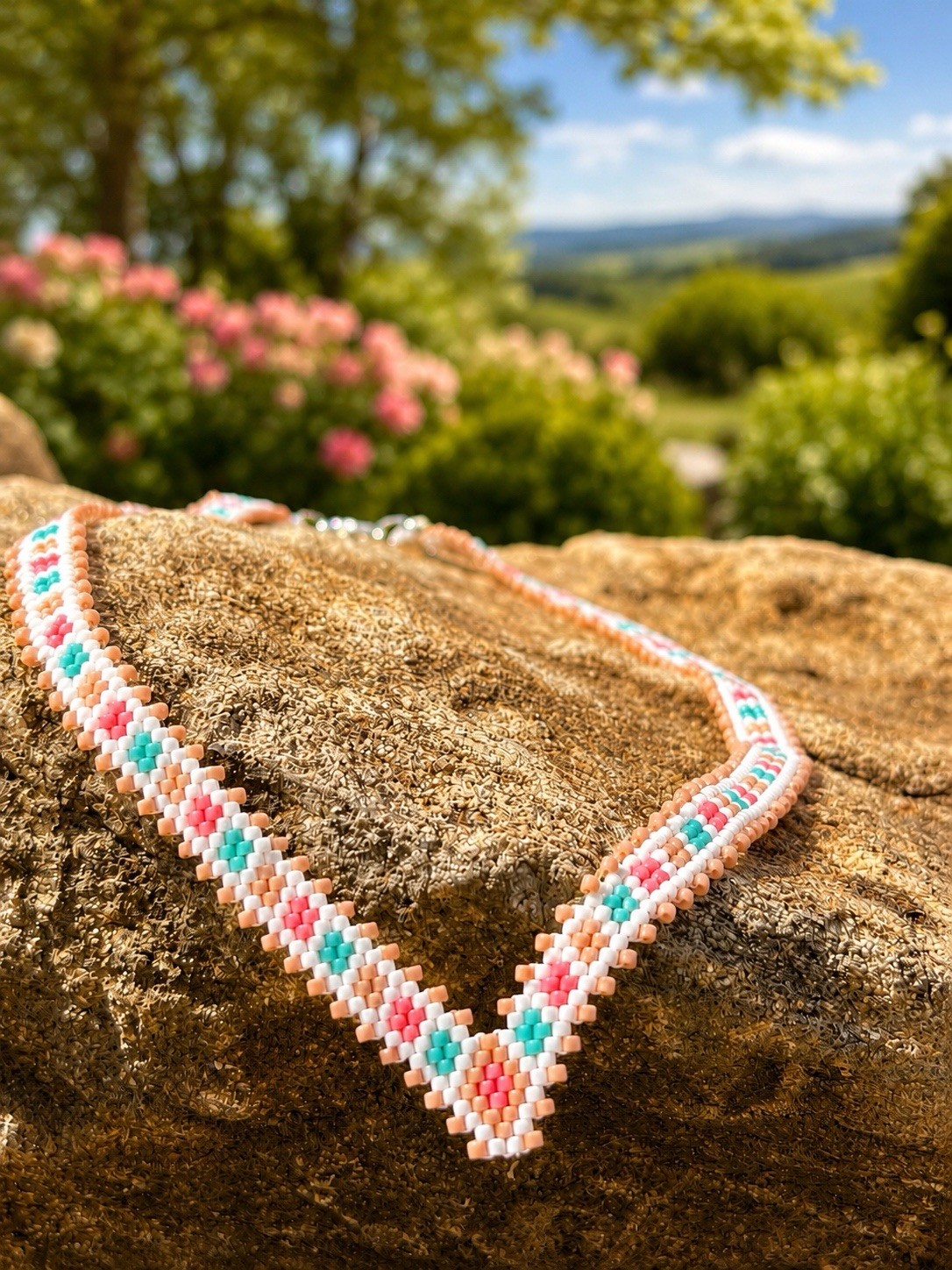 Handmade Seed Bead Boho American Style Beaded Necklace Summer Beach Jewelry