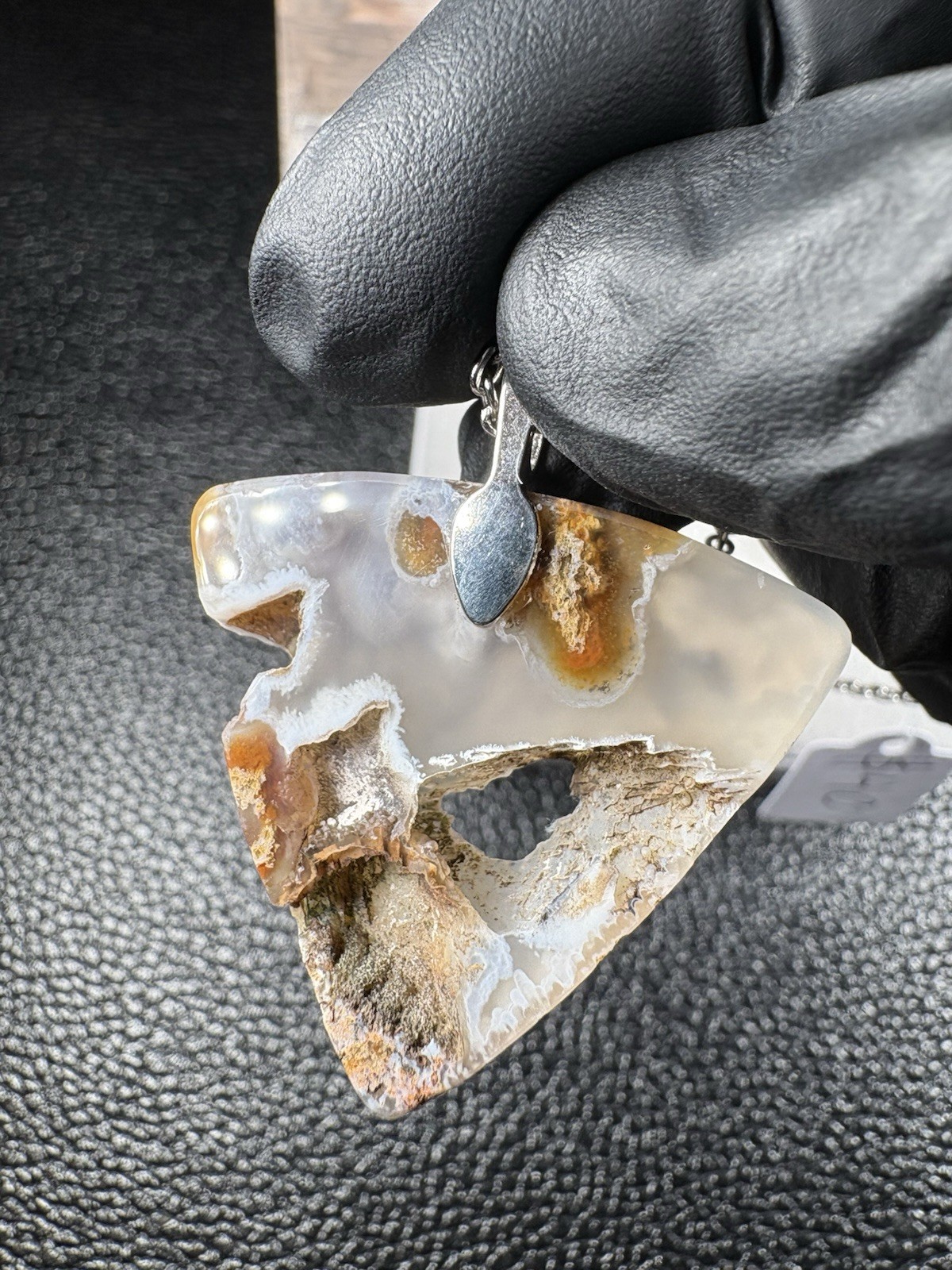 Triangular Blue Mountains Oregon Agate Pendant – Handmade One of a Kind USA